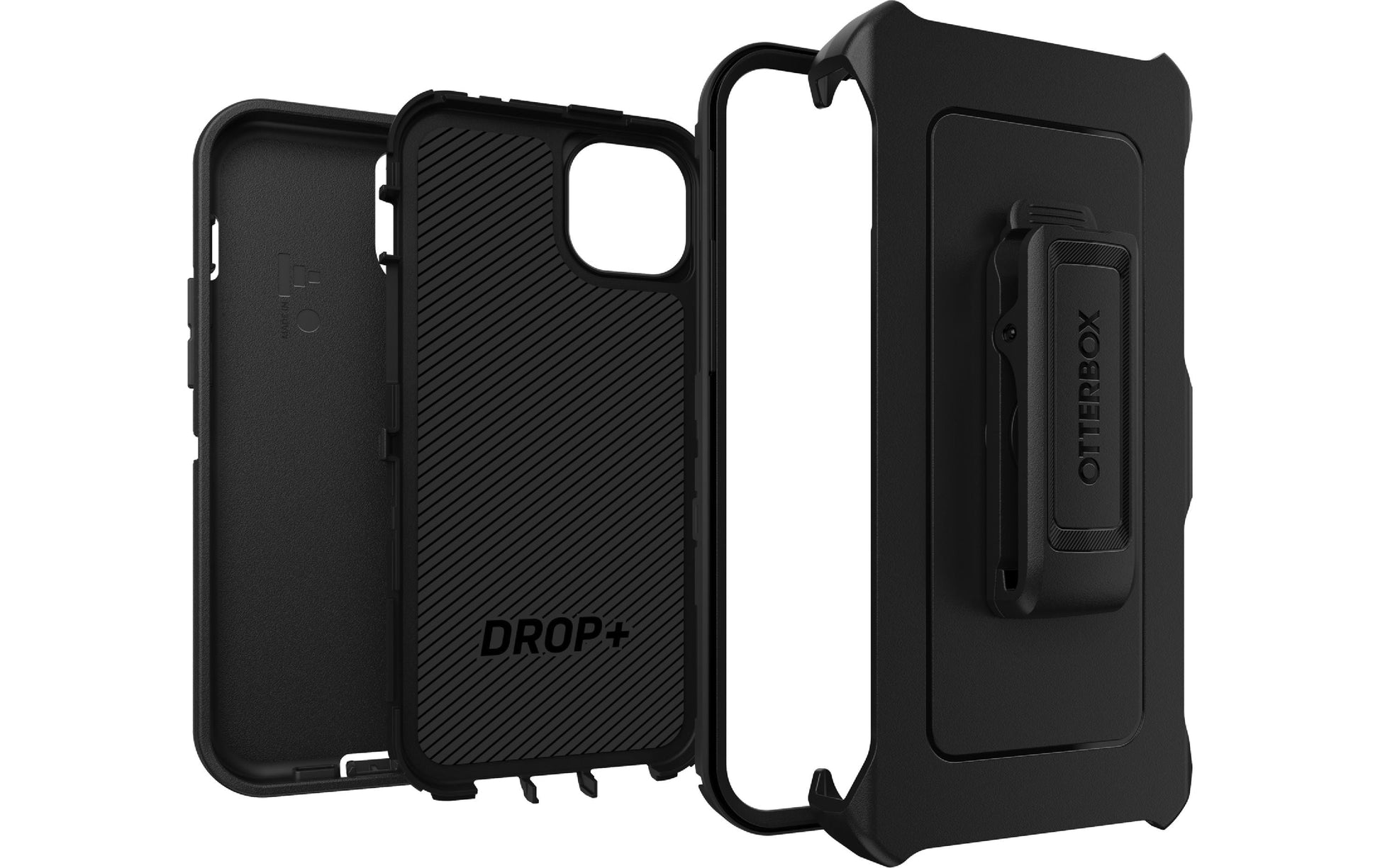 OtterBox Defender Rugged-Case – für Apple iPhone 14 Plus, Gummi, Schwarz, mit Gurtclip