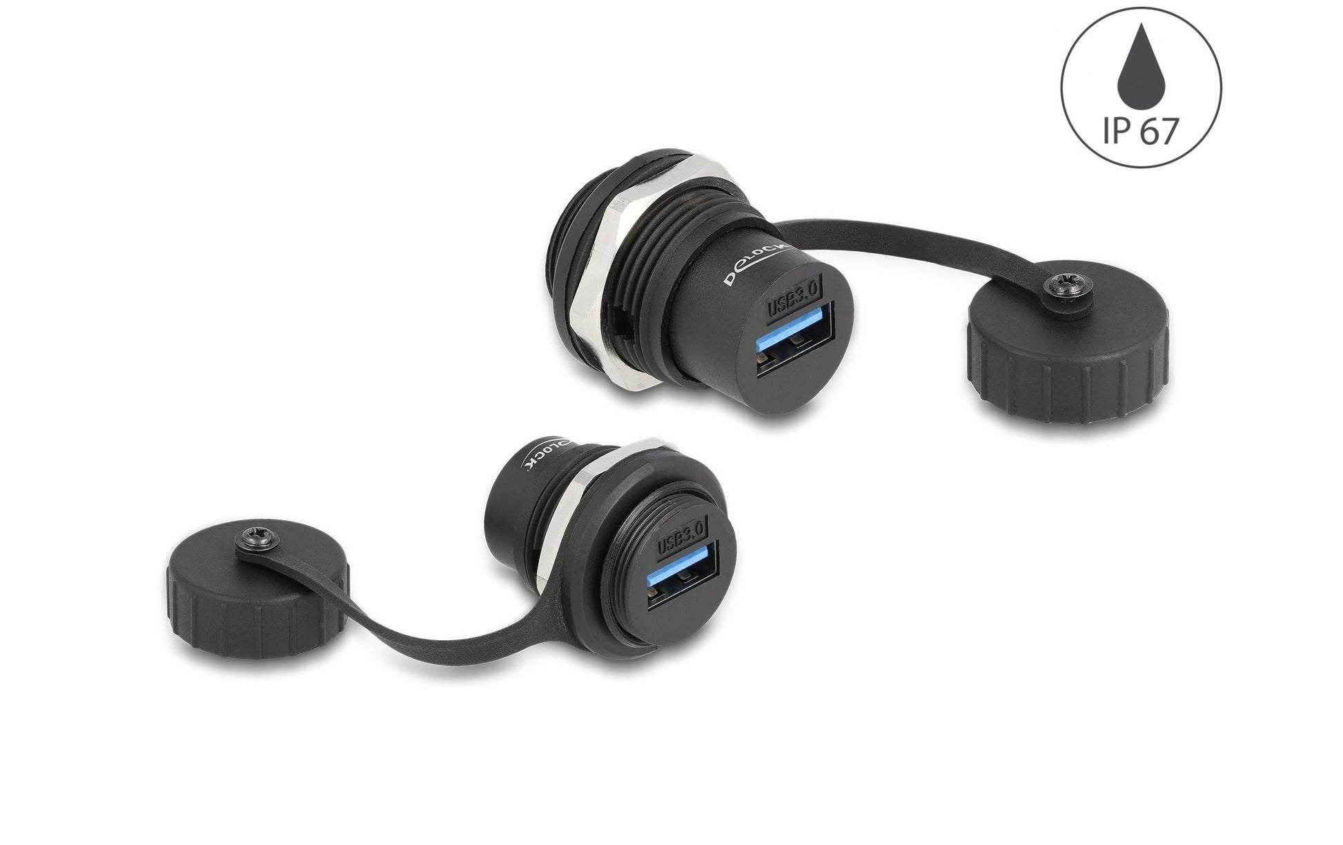 DeLOCK USB Adapter USB-A auf USB-A – USB 3.2 Gen 1 (5 Gbit/s) – Einbaubuchse, Schwarz
