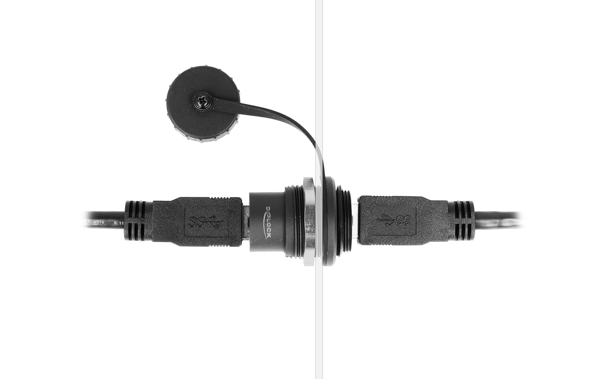 DeLOCK USB Adapter USB-A auf USB-A – USB 3.2 Gen 1 (5 Gbit/s) – Einbaubuchse, Schwarz
