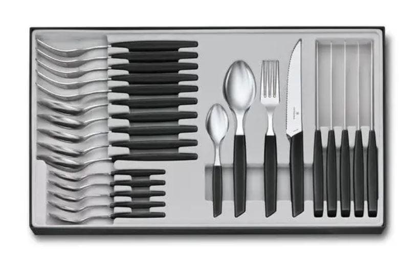 Victorinox Swiss Modern Besteck-Set – 24 Teile, schwarzer Edelstahl