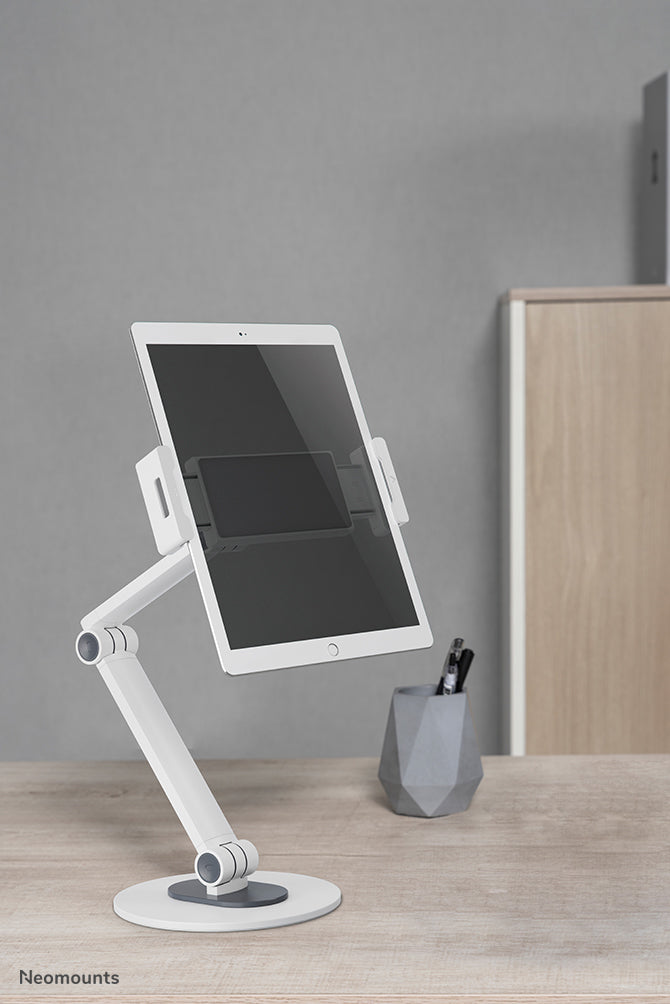Neomounts Tablet-Ständer – 4,7–12,9″, neigbar, höhenverstellbar – Weiss