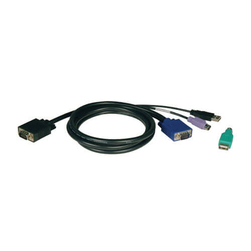 Tripp Lite P780-010 Kabel-Kit – VGA (HD15) zu USB-A + 2× Mini-DIN-6, 3,05 m – Schwarz