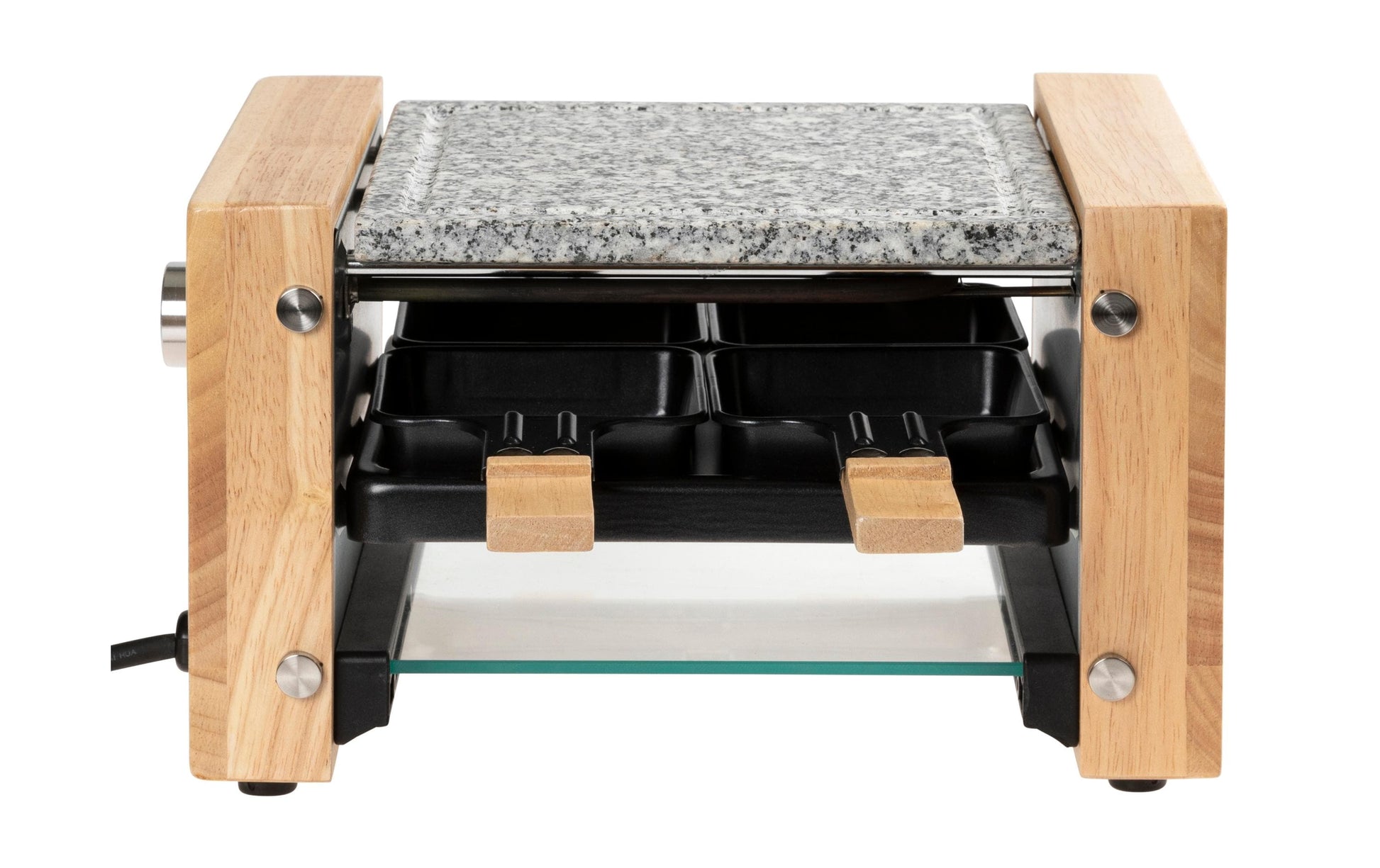 Furber. Furber Raclette-Grill Festa – 4 Personen, Steinplatte, 650 W – Schwarz/Marmor/Holz