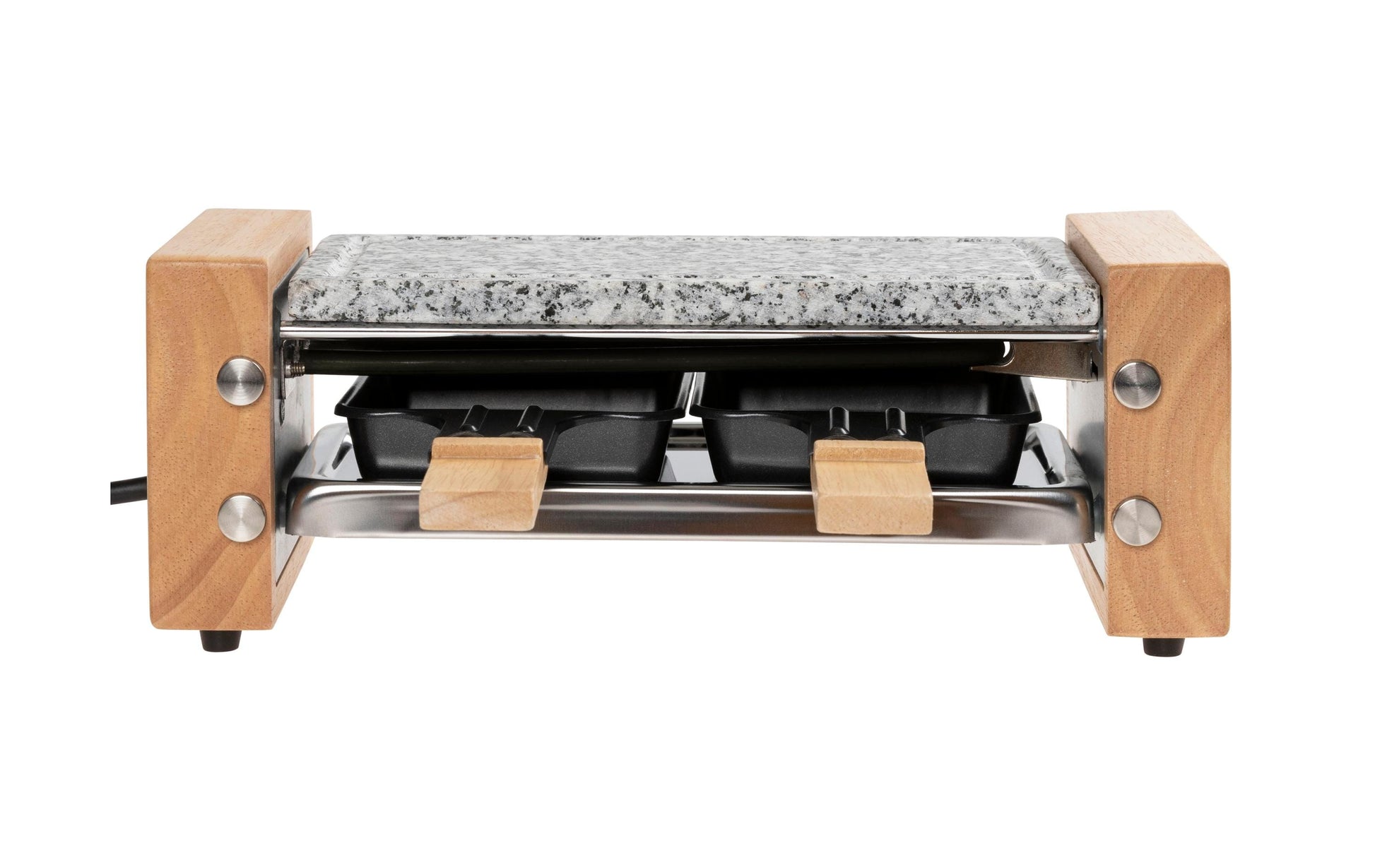 Furber. Furber Raclette-Grill Festa F00793 – 2 Personen, 350 W, Stein-Grillplatte – Schwarz/Marmor/Holz