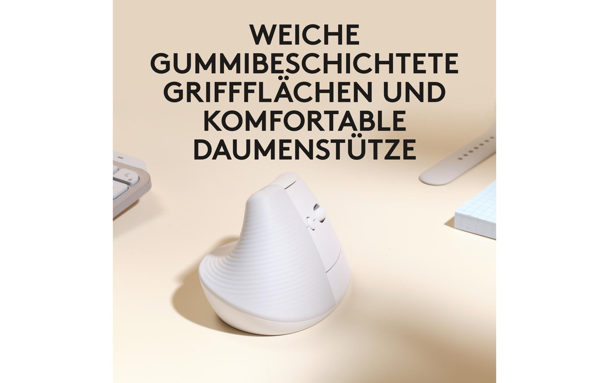 Logitech Lift für Mac Ergonomische Maus – kabellos, Easy-Switch, aus recyceltem Material, weiss