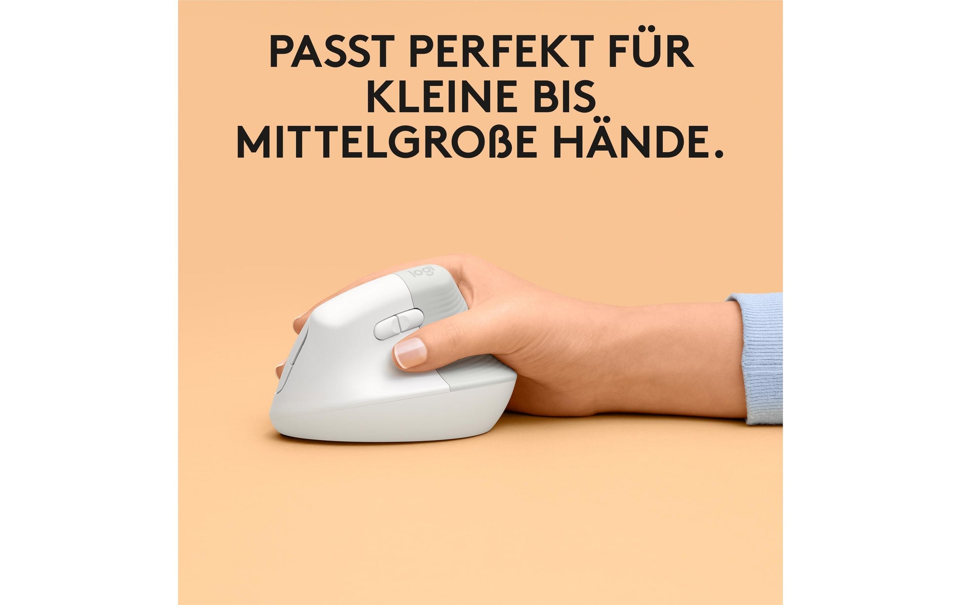 Logitech Lift für Mac Ergonomische Maus – kabellos, Easy-Switch, aus recyceltem Material, weiss