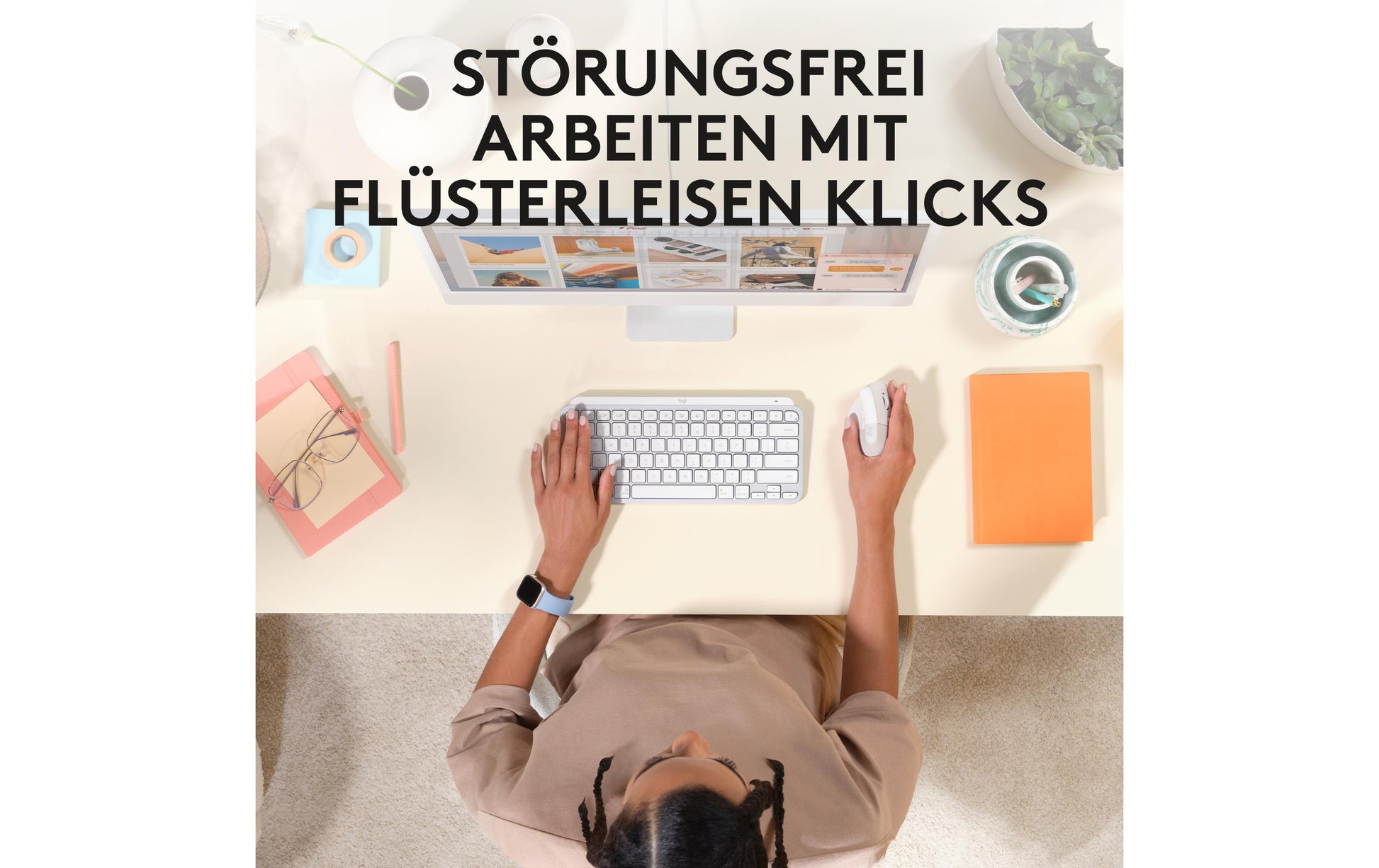 Logitech Lift für Mac Ergonomische Maus – kabellos, Easy-Switch, aus recyceltem Material, weiss