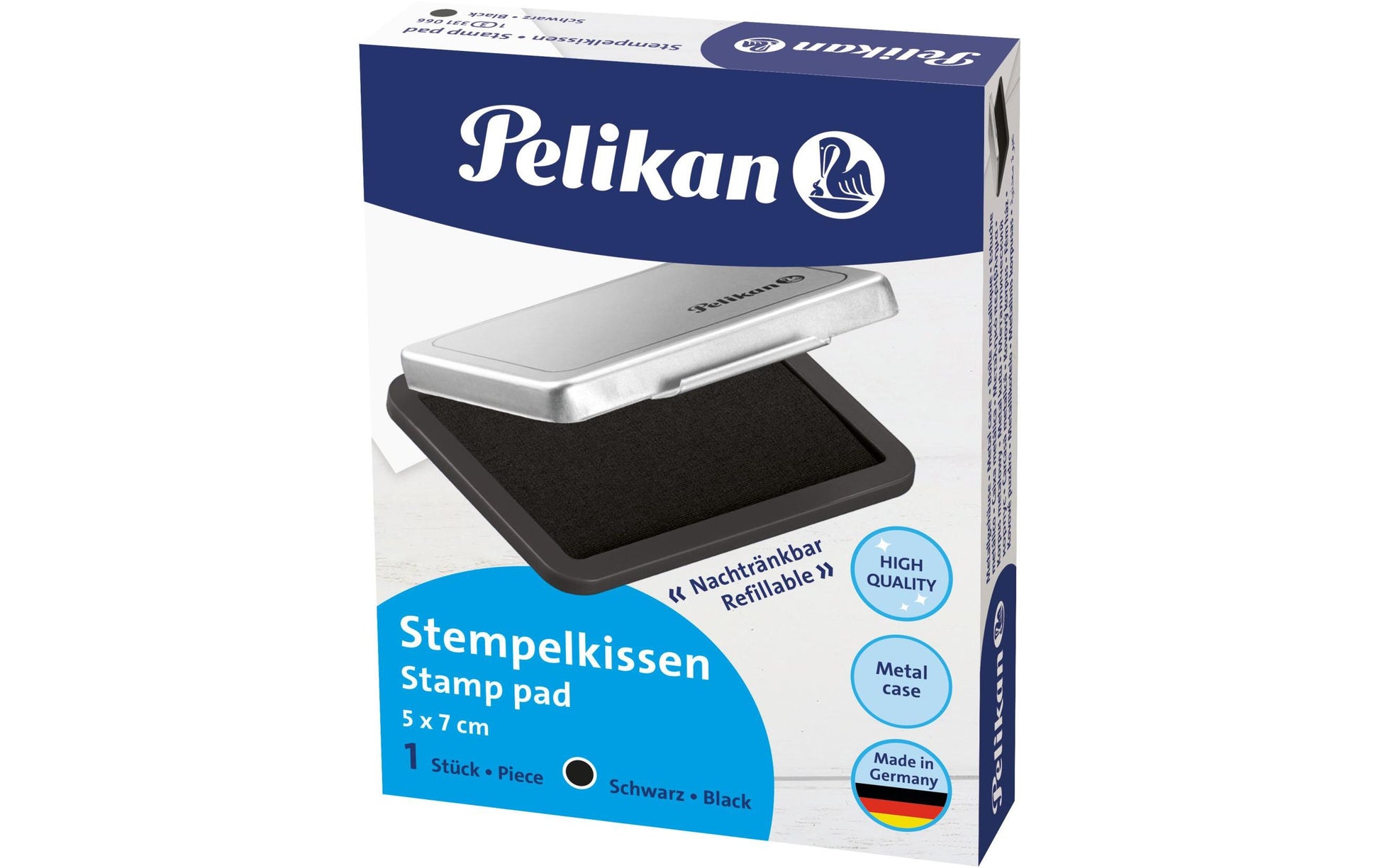 Pelikan Stempelkissen – Metall, 70 × 50 mm, getränkt, Schwarz