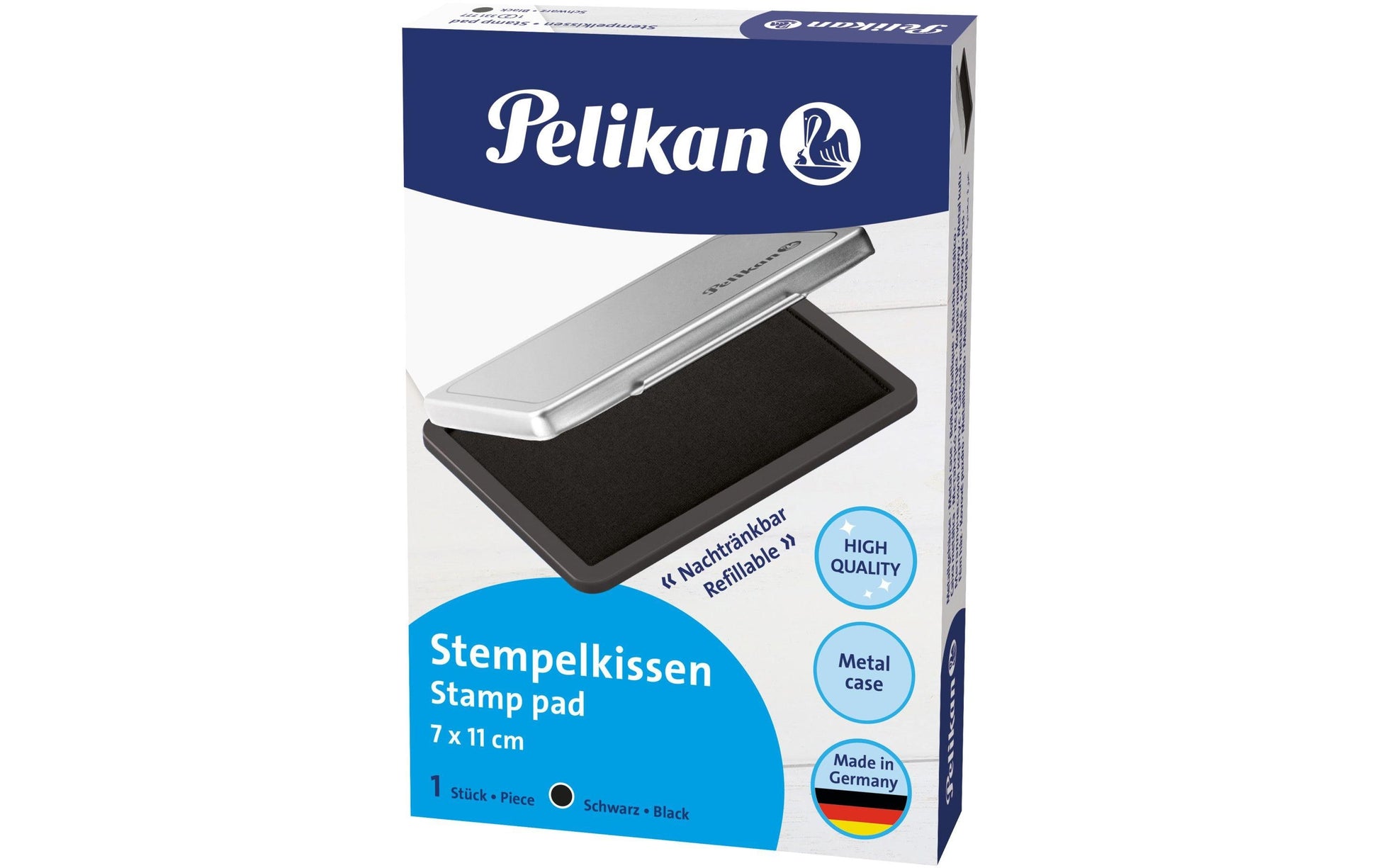 Pelikan Stempelkissen – Metall, 110 × 70 mm, Schwarz, getränkt