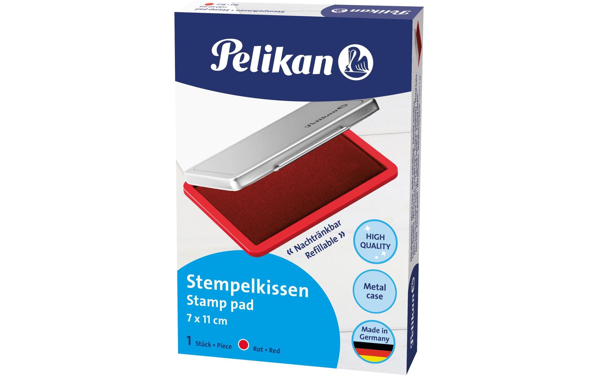 Pelikan Stempelkissen – Metall, Rot, getränkt