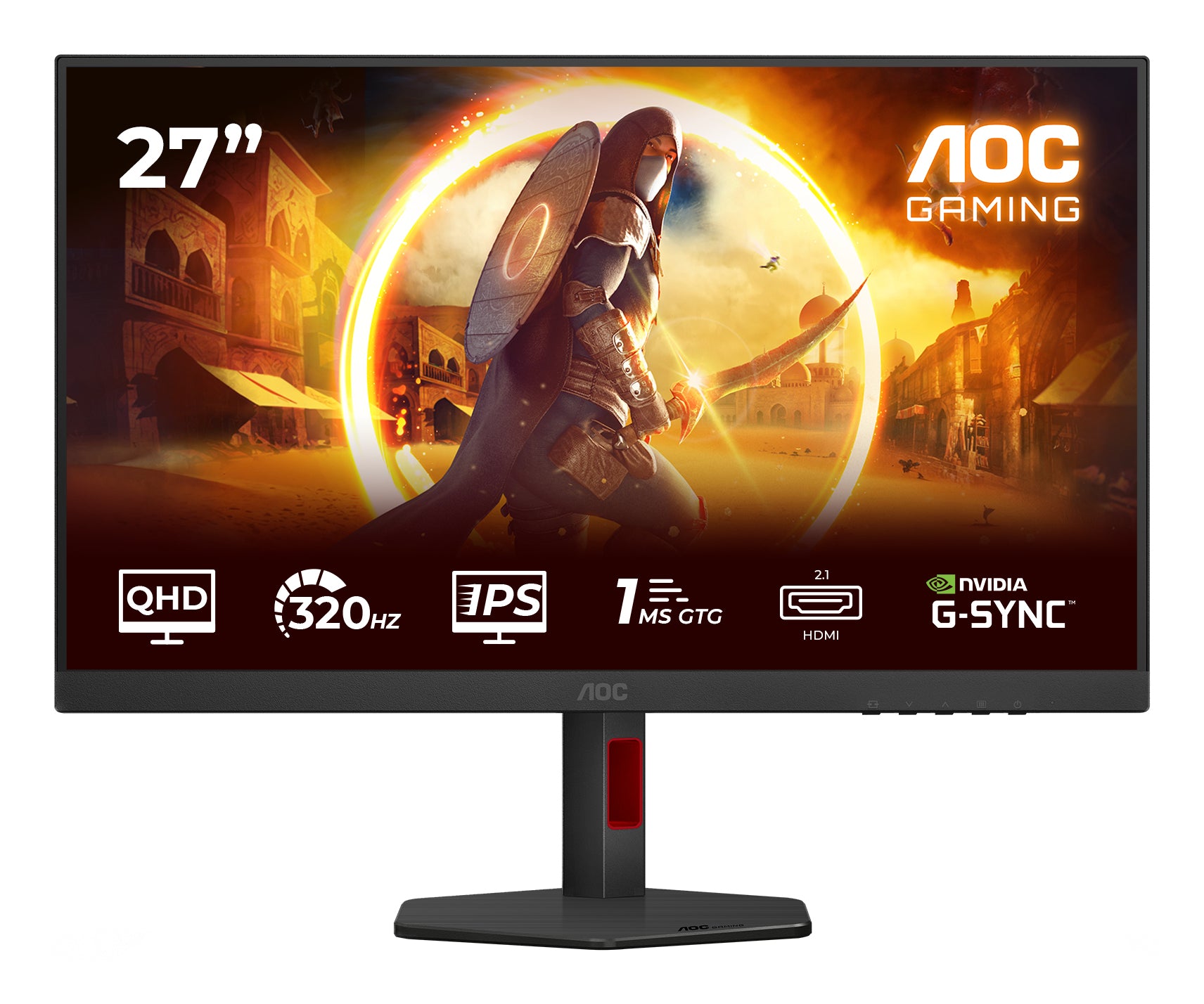 AOC Q27G4SRU – Monitor, 27", 2560 × 1440 (WQHD), IPS, 180 Hz, 450 cd/m², FreeSync, VESA 100 × 100, Schwarz
