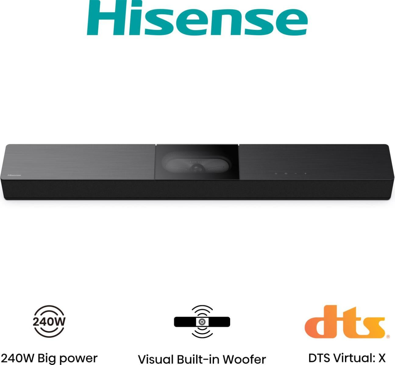 Hisense HS2000 – Soundbar – 2.1, DTS Virtual:X/Dolby Digital Plus, mit integriertem Subwoofer, 240 W – Schwarz