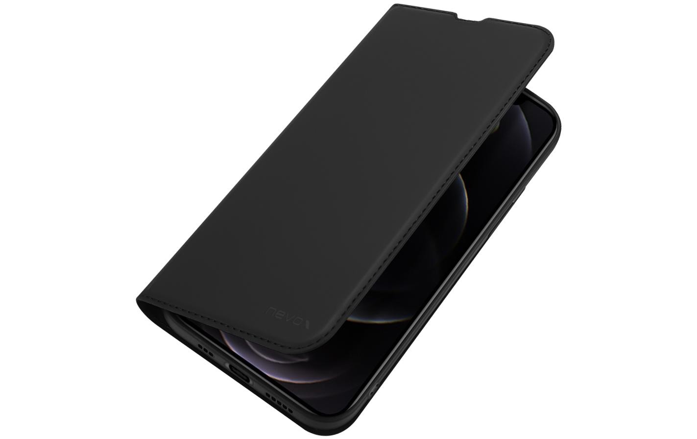 nevox Wallethülle – für Apple iPhone 14 Pro Max, mit Ständer, 1 Kartenfach, PU+TPU, Schwarz