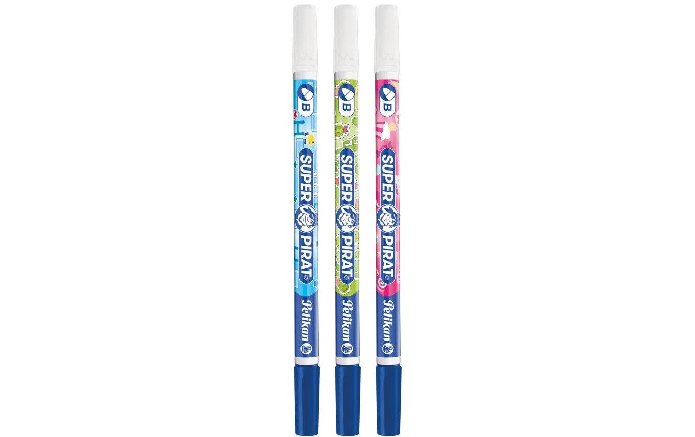 Pelikan Super Pirat Tintenlöscher – breit, blau, für Linkshänder, Packung, 50 Stk.