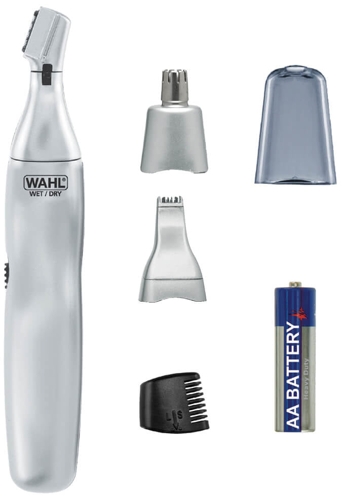 Wahl Gesichtshaar-Trimmer – 3-in-1 für Ohr, Nase, Augenbrauen – Batteriebetrieben – Silber