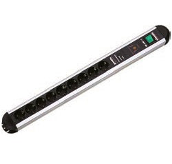 Bachmann PRIMO Steckdosenleiste, 9×T13, mit Schalter, 1,75 m, Überspannungsschutz, 16 A, 3,68 kW – Schwarz/Grau