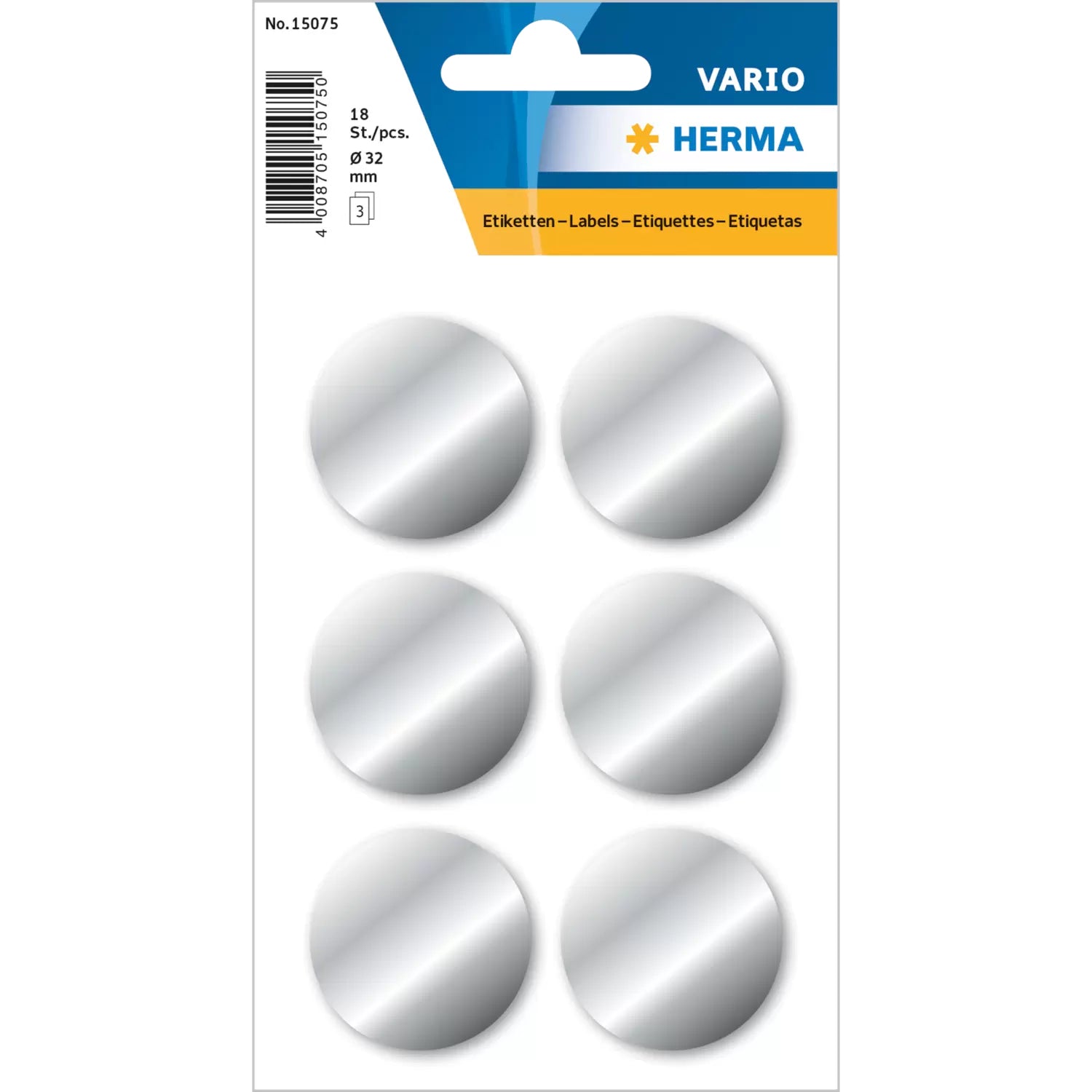 HERMA Vario Schmucketiketten – Motiv Weihnachten – Folie, 18 Stk, 3 Bogen, Ø 32 mm