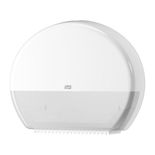 Tork Toilettenpapierspender – Kunststoff, weiss, für Tork T1, abschliessbar, 13,9 × 44,4 × 36,8 cm