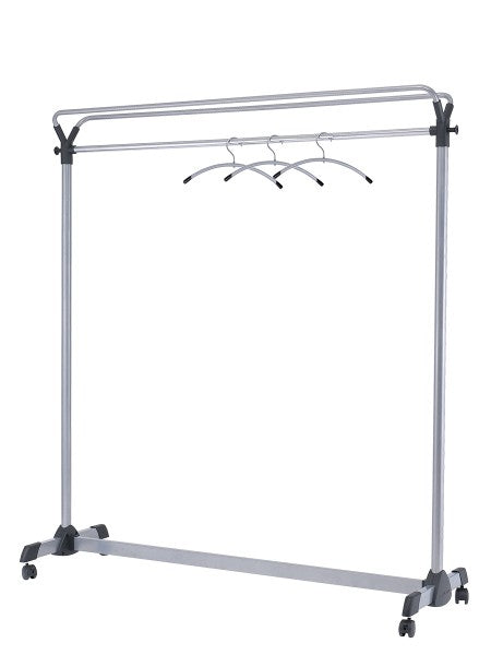 Alba Garderobenwagen GROUP3 – Stahl, Grau/Schwarz, 150 × 50 × 170 cm, Stange 142 cm, mit Rollen