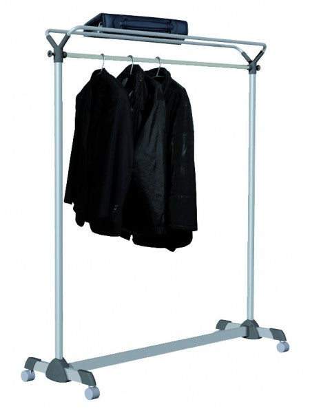 Alba Garderobenwagen GROUP3 – Stahl, Grau/Schwarz, 150 × 50 × 170 cm, Stange 142 cm, mit Rollen