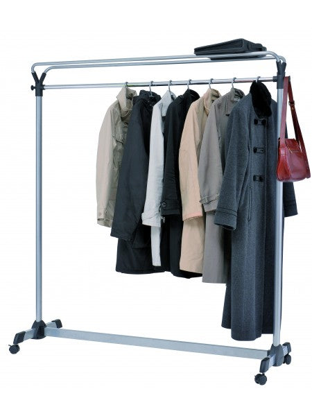 Alba Garderobenwagen GROUP3 – Stahl, Grau/Schwarz, 150 × 50 × 170 cm, Stange 142 cm, mit Rollen