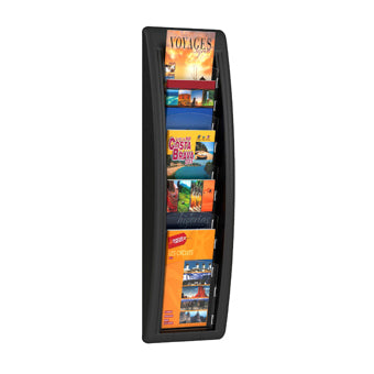 PaperFlow Wandprospekthalter 5 Fächer DL – Polystyrol, schwarz – Quick fit