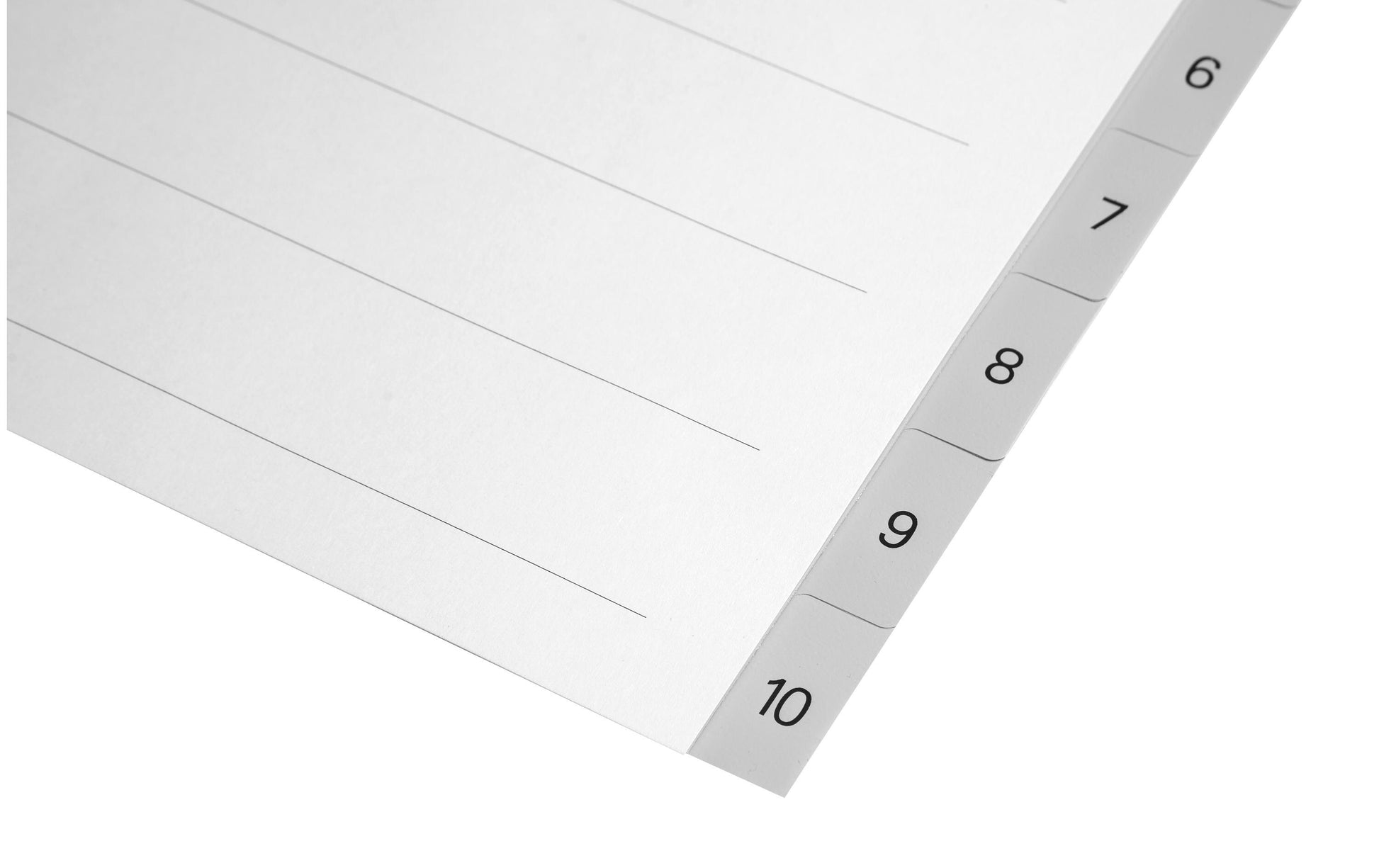 Biella Register A4 hoch – nummeriert 1–10, 10 Taben, PP grau, mit Indexblatt