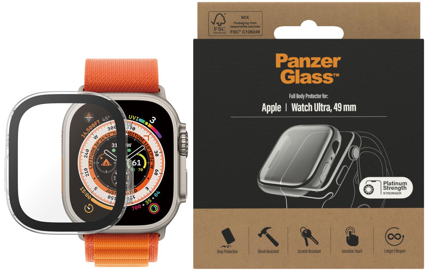 PanzerGlass Full Body 49 mm – Transparent, für Apple Watch Ultra