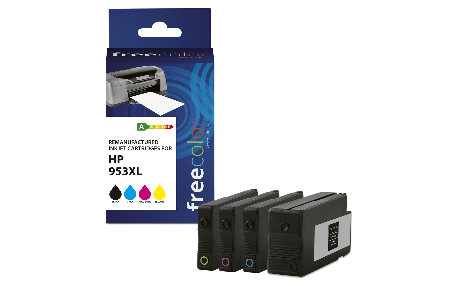 Freecolor Tintenpatronen-Multipack 953, CMYK, 4er-Pack, kompatibel – für HP OfficeJet Pro 7720, 7730, 7740