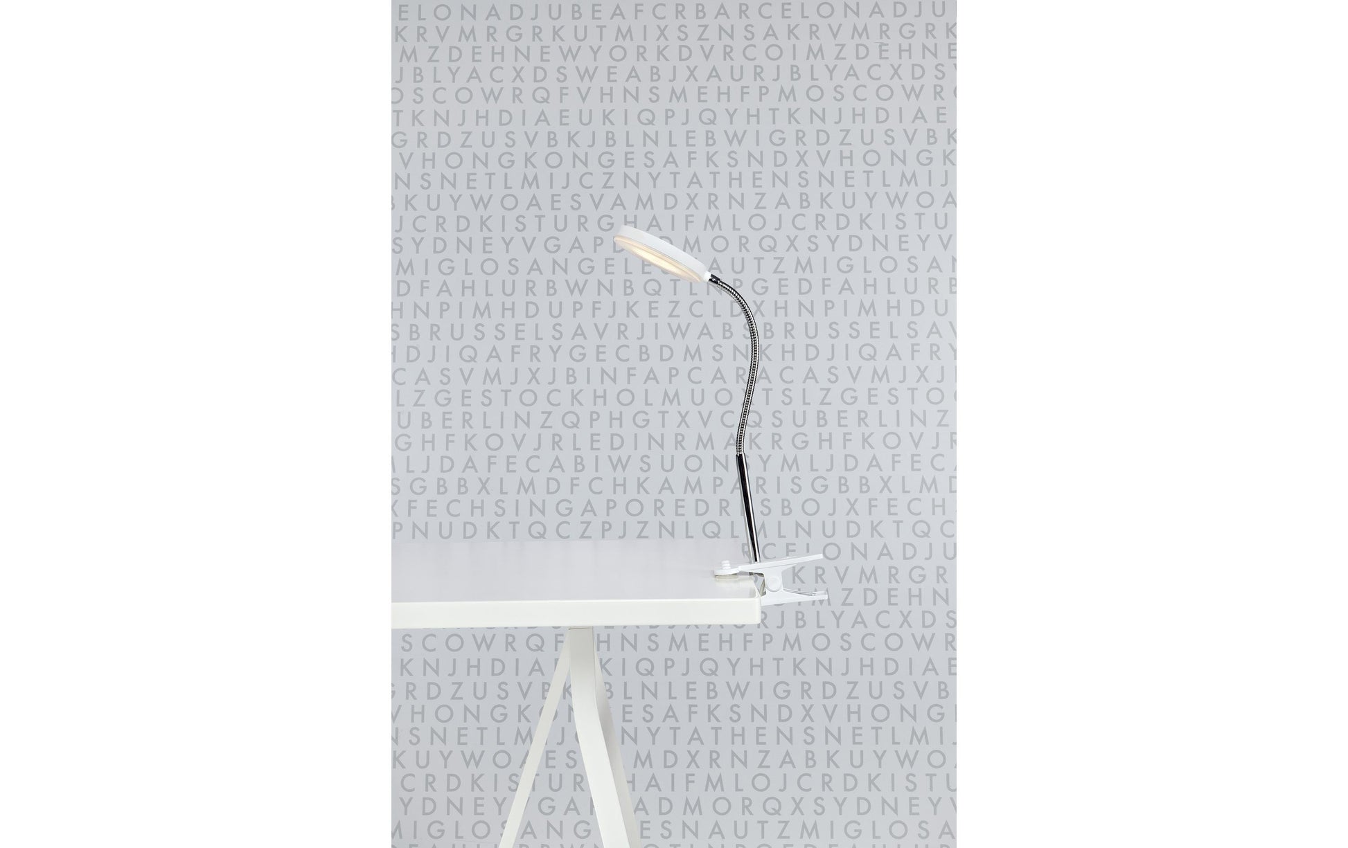 Markslöjd Klemmleuchte Flex – 300 lm, 5 W, 3000 K, weiss/chrom, schwenkbar