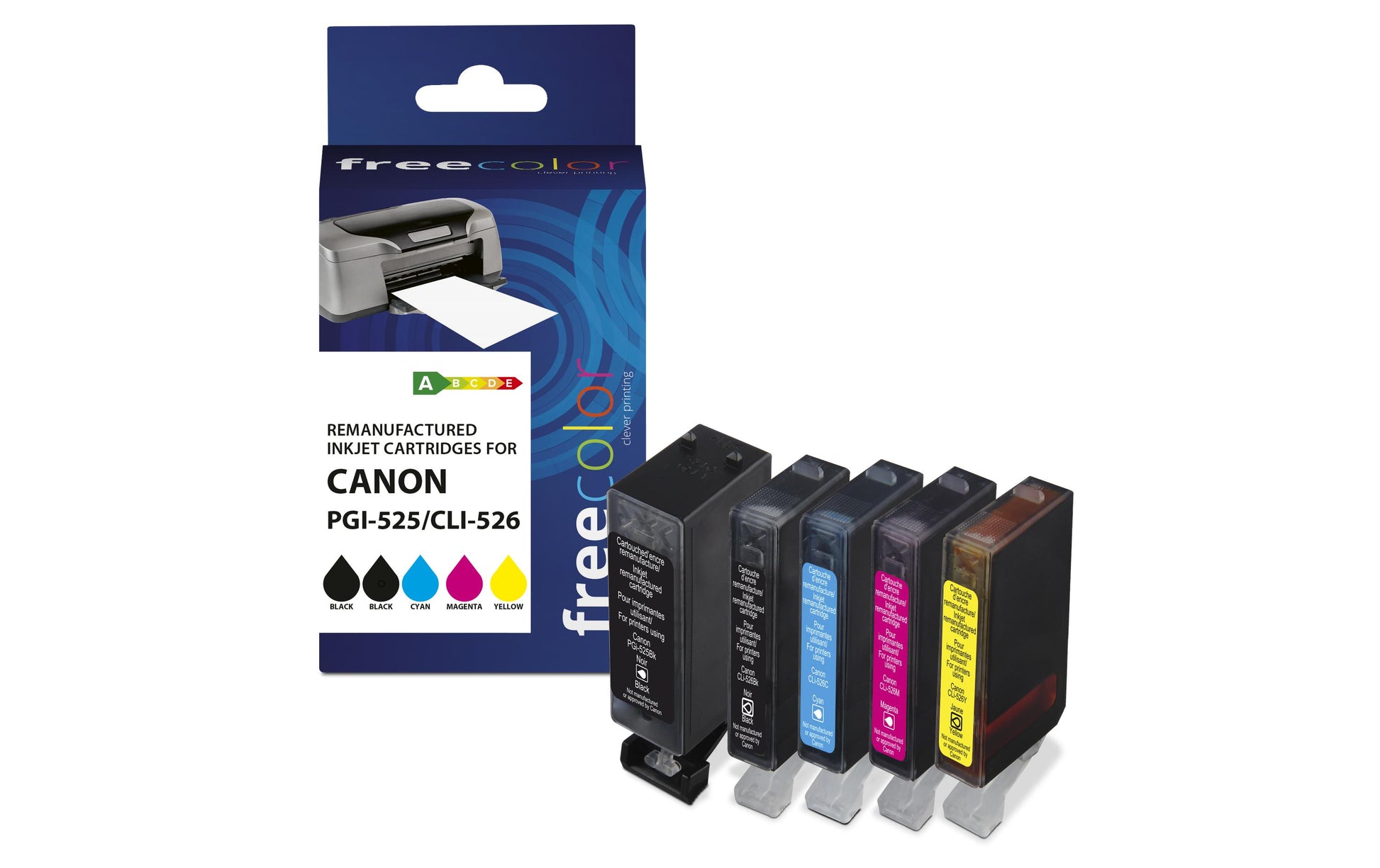 Freecolor CLI-525/26 Tintenpatronen-Multipack, 4er-Set (Kompatibel) – für Canon Pixma IP 4850/4950, MG 5150/52