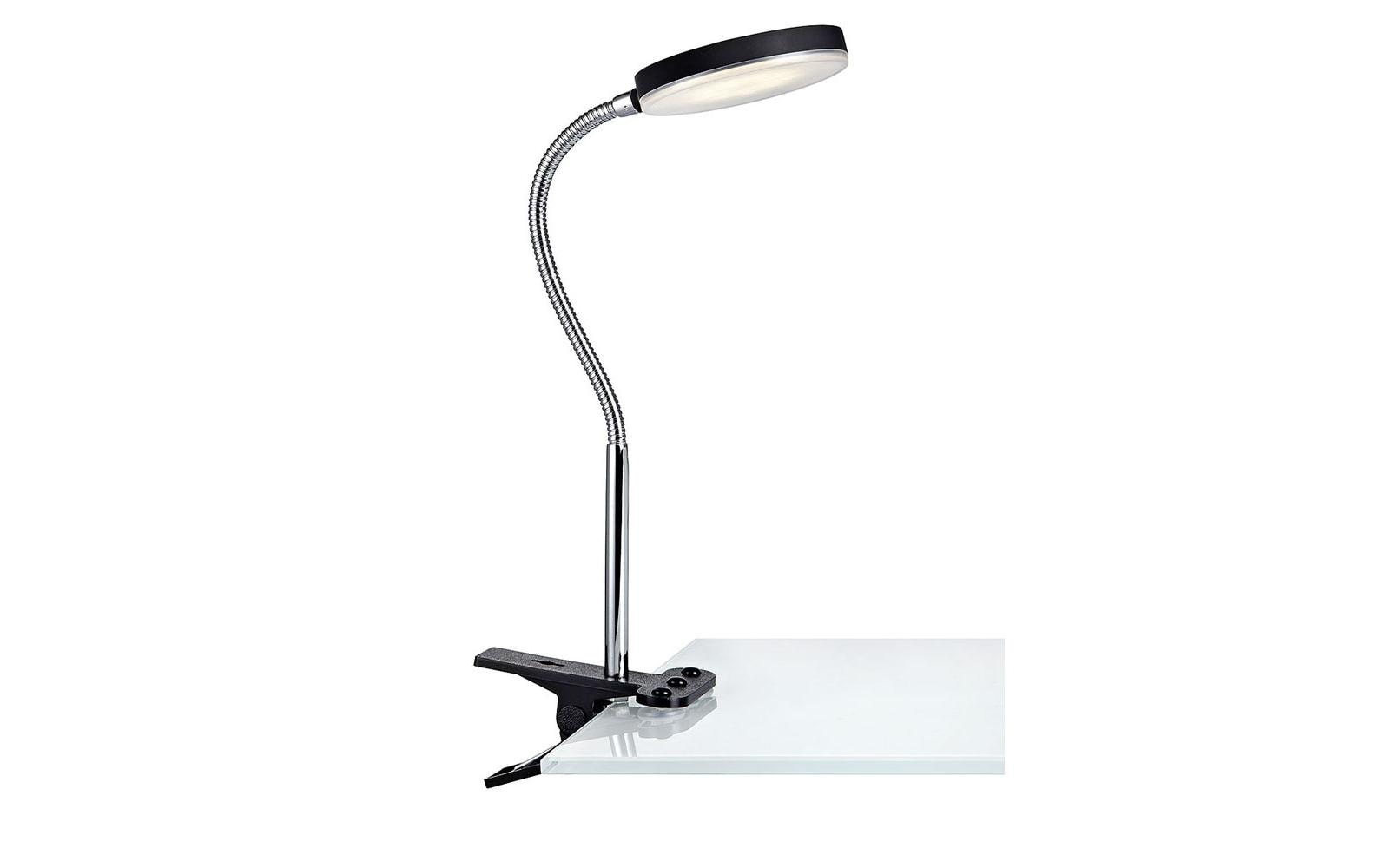 Markslöjd Tischleuchte FLEX Clip 1L – LED 5 W, 300 lm, 3000 K, Klemmfuss, höhenverstellbar – Schwarz/Chrom