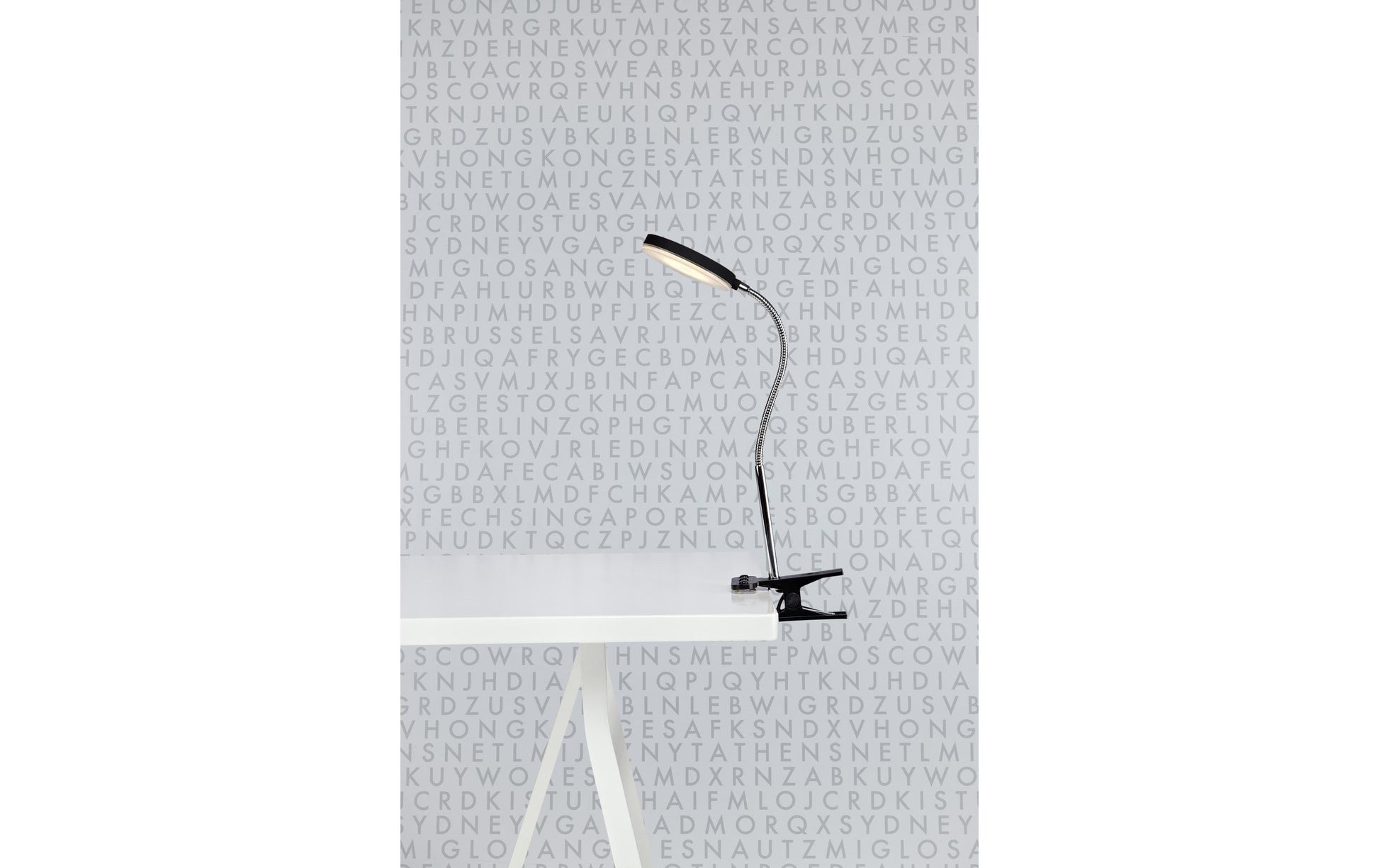 Markslöjd Tischleuchte FLEX Clip 1L – LED 5 W, 300 lm, 3000 K, Klemmfuss, höhenverstellbar – Schwarz/Chrom