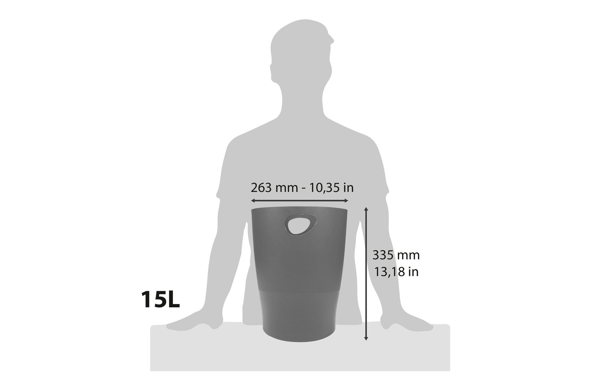 Exacompta Papierkorb ECOBIN 45307D – 15 l – Kunststoff (PP), rund – dunkelgrau