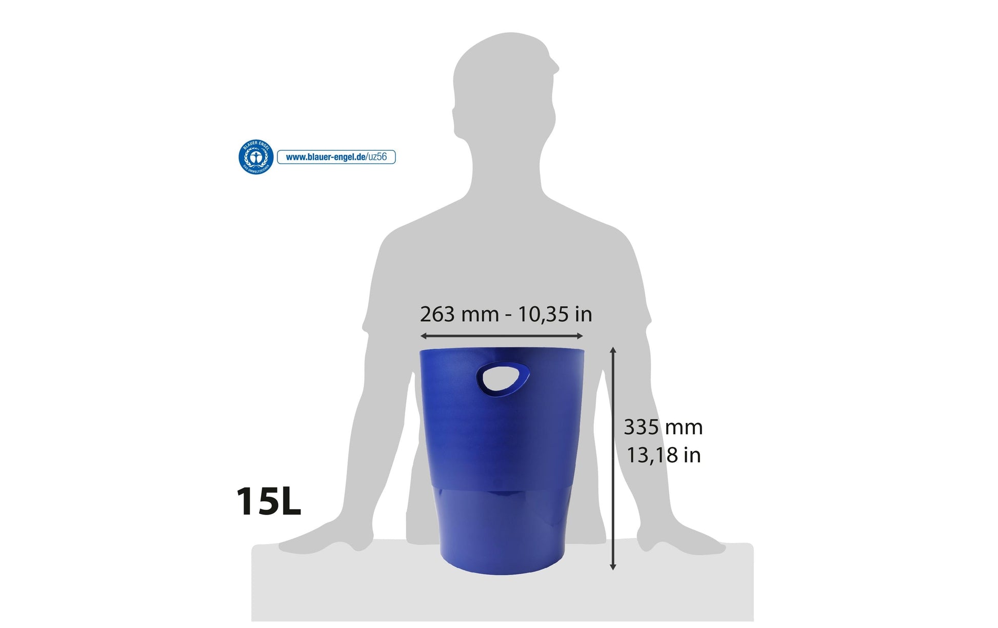 Exacompta Papierkorb ECOBIN – 15 l – Kunststoff (PP), rund – blau