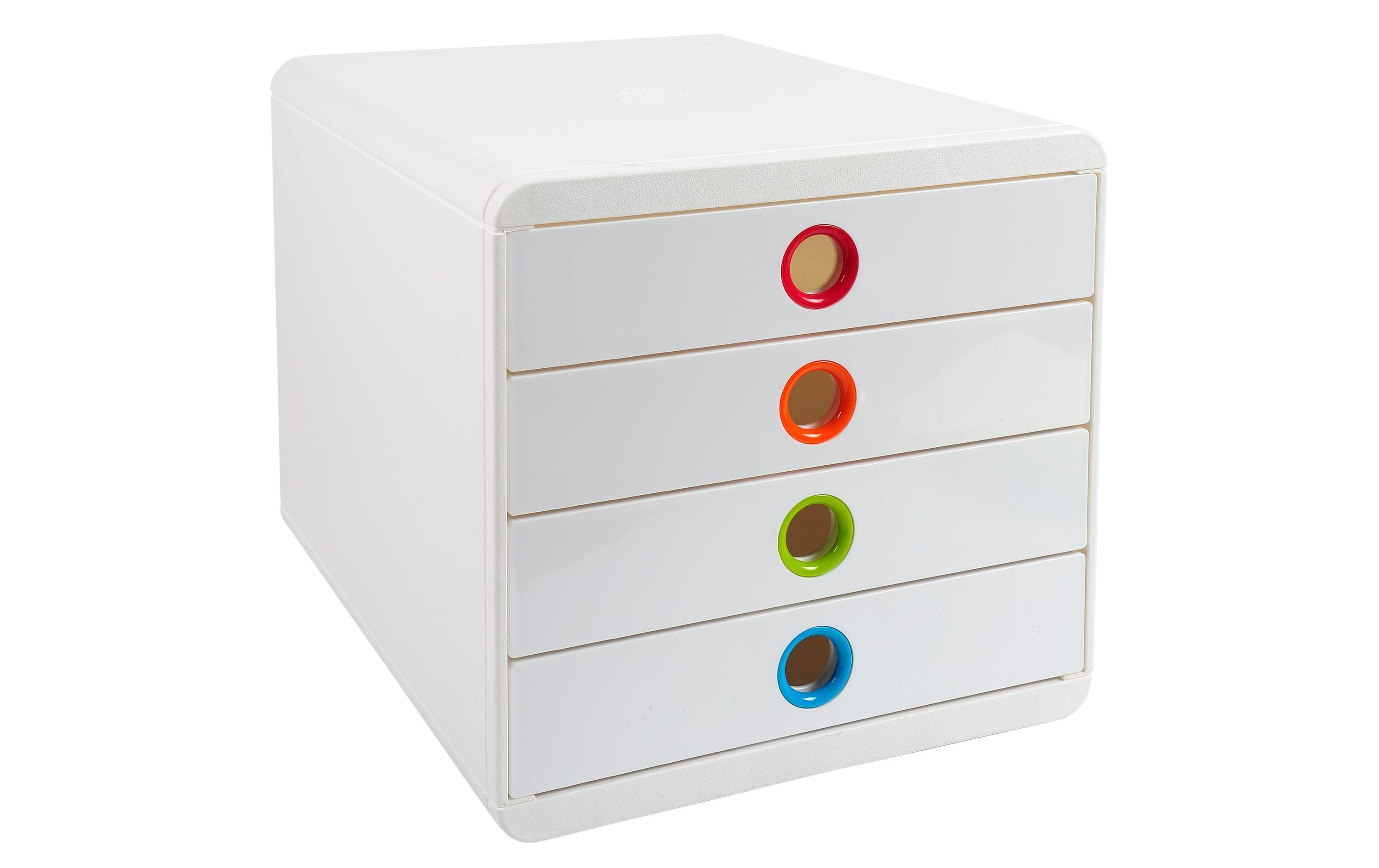 Exacompta Schubladenbox Pop-Box BlackOffice – A4+, 26,7 cm, Weiss