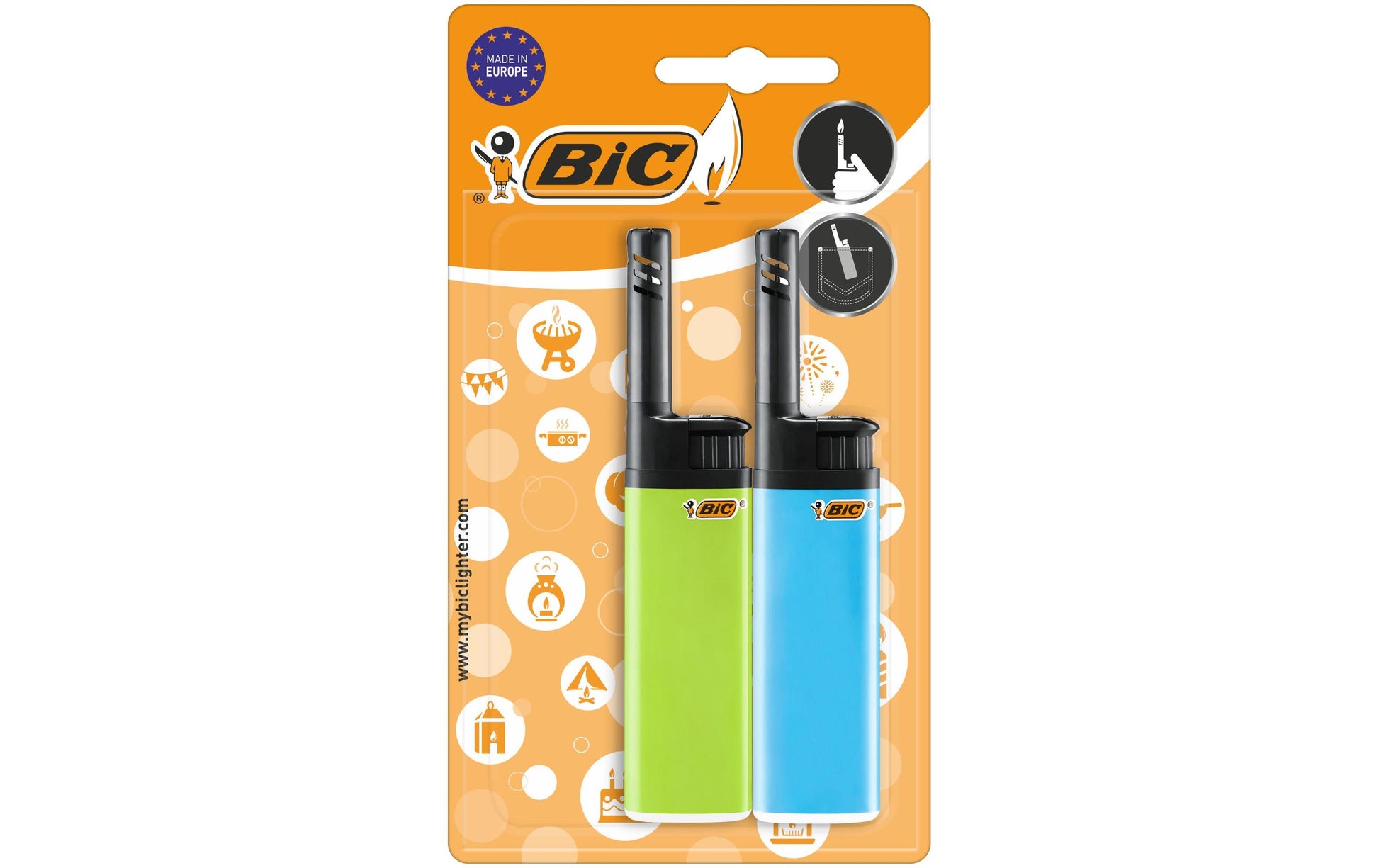 BIC Feuerzeug J38 – mehrfarbig – Kunststoff – 2 Stk