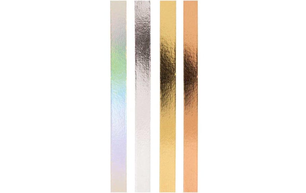 Rico Design Washi Tape – 15 mm × 5 m, gold, roségold, silber, wiederablösbar, 4 Rollen