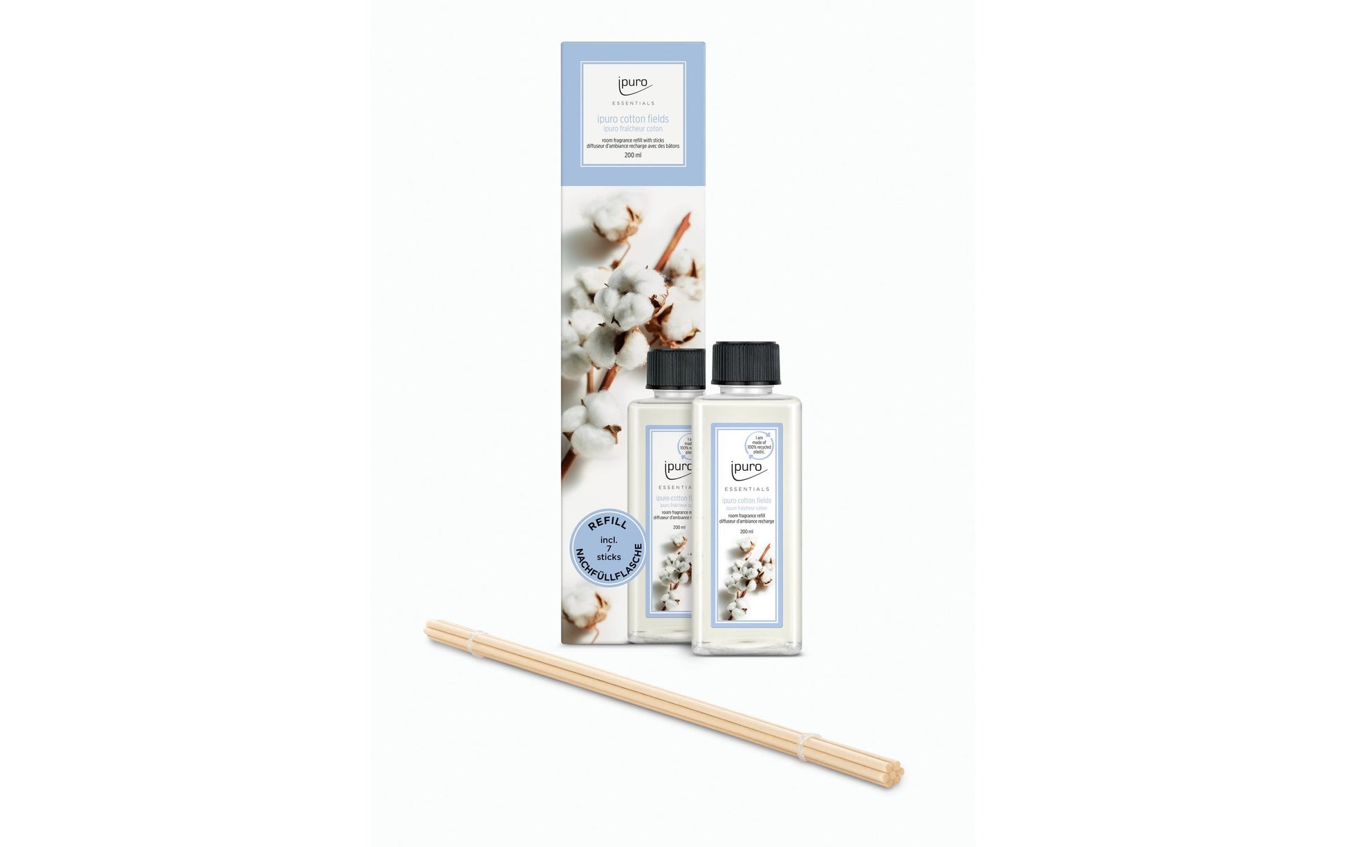 ipuro Nachfüllung für Duftstäbchen, Cotton Fields, 200 ml