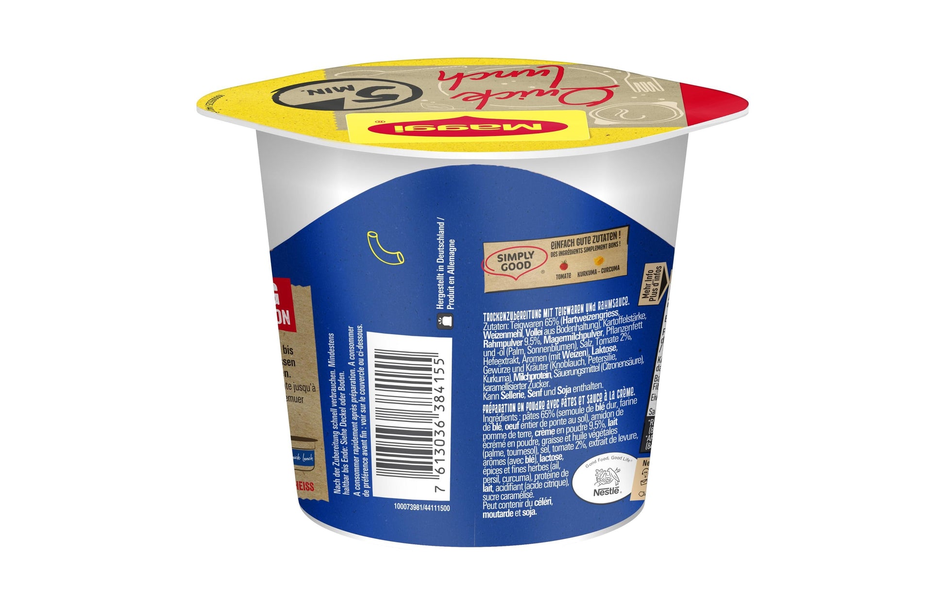 Maggi Quick Lunch Pasta-/Teiggericht Hörnli Rahm Becher – 63 g
