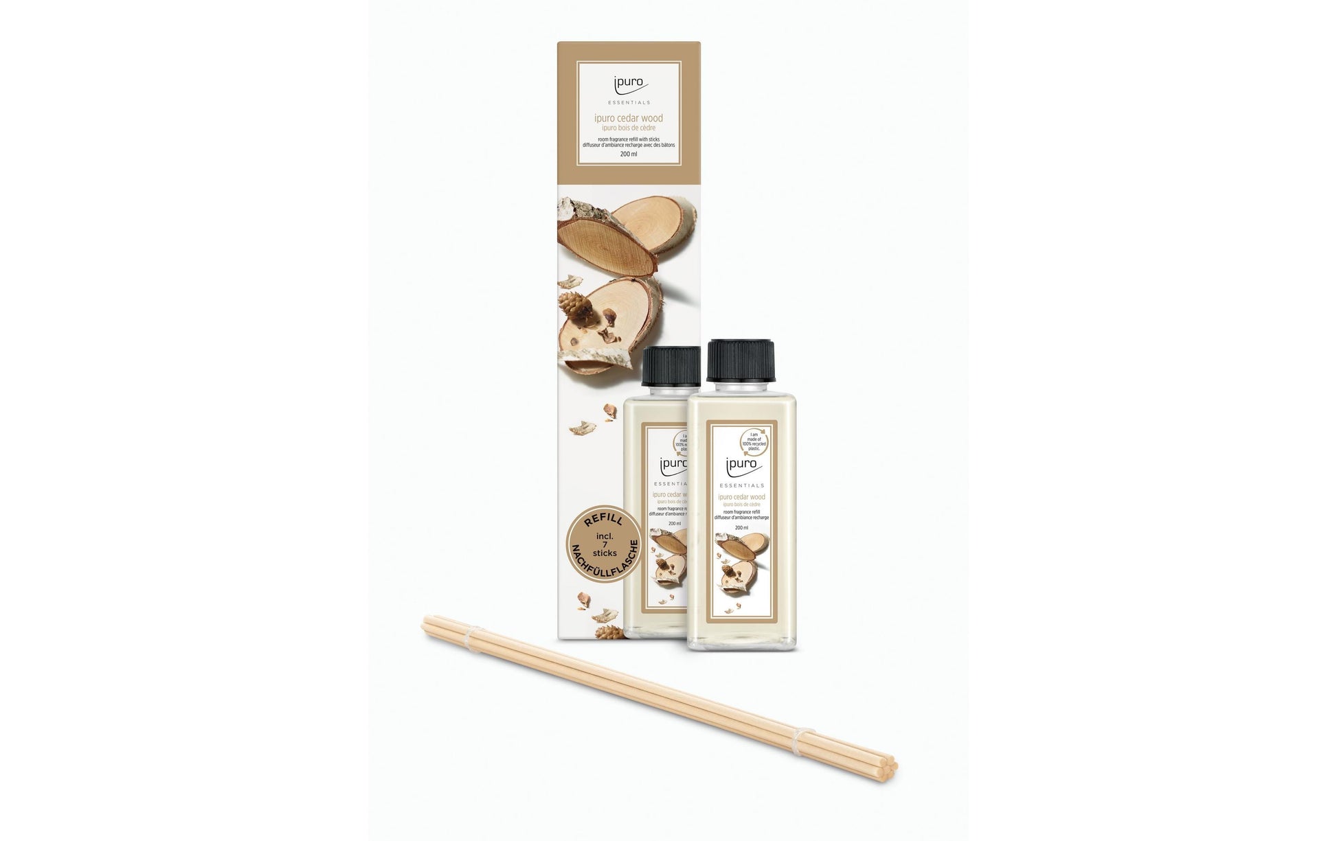 ipuro Nachfüllung für Duftstäbchen, Zedernholz, 200 ml