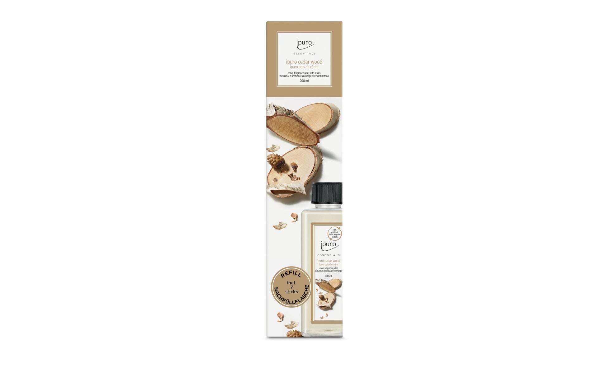 ipuro Nachfüllung für Duftstäbchen, Zedernholz, 200 ml