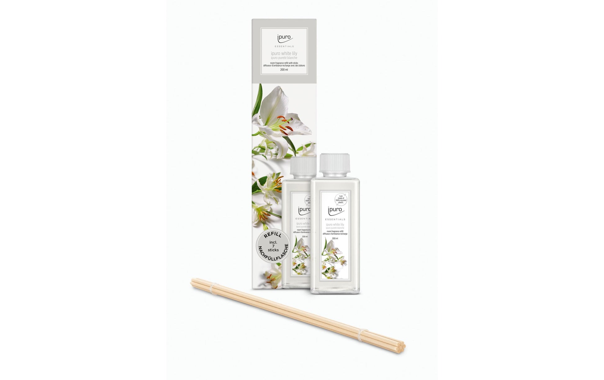 ipuro Nachfüllung für Duftstäbchen, White Lily, 200 ml