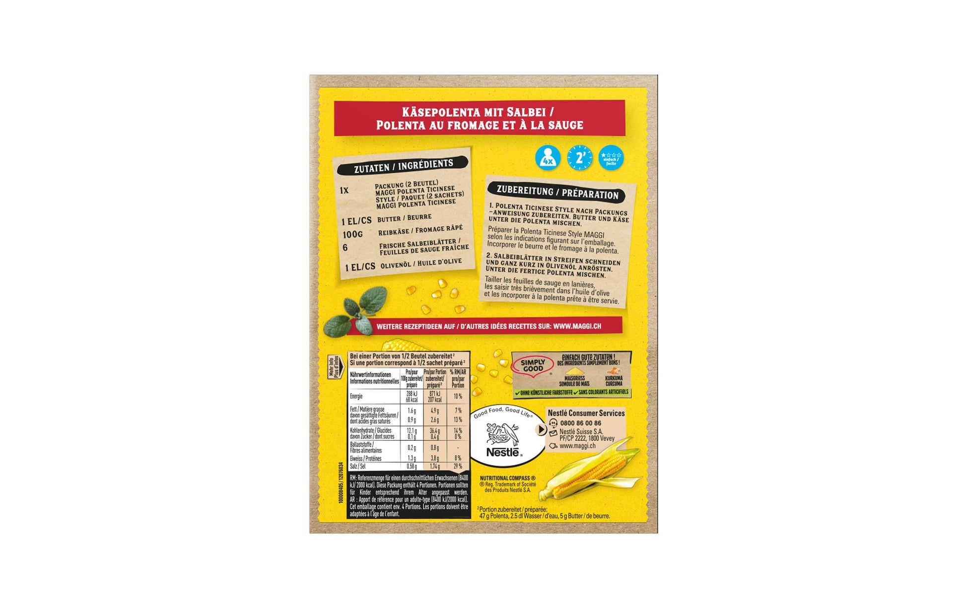 Maggi Polenta Ticinese, vegetarisch – 188 g