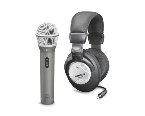 Samson Q2U Tischmikrofon – USB, 3,5 mm Klinke, kabelgebunden, Niere, 16 Bit/48 kHz, Silber