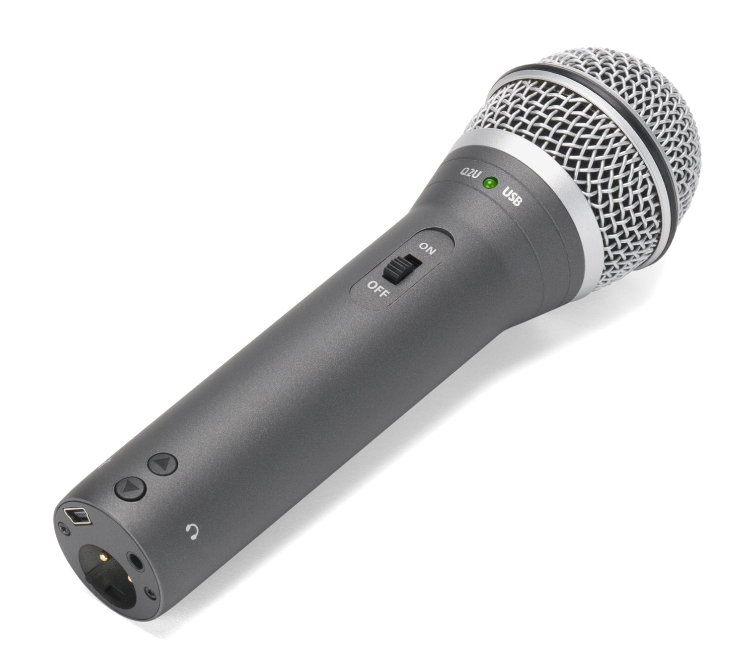 Samson Q2U Tischmikrofon – USB, 3,5 mm Klinke, kabelgebunden, Niere, 16 Bit/48 kHz, Silber