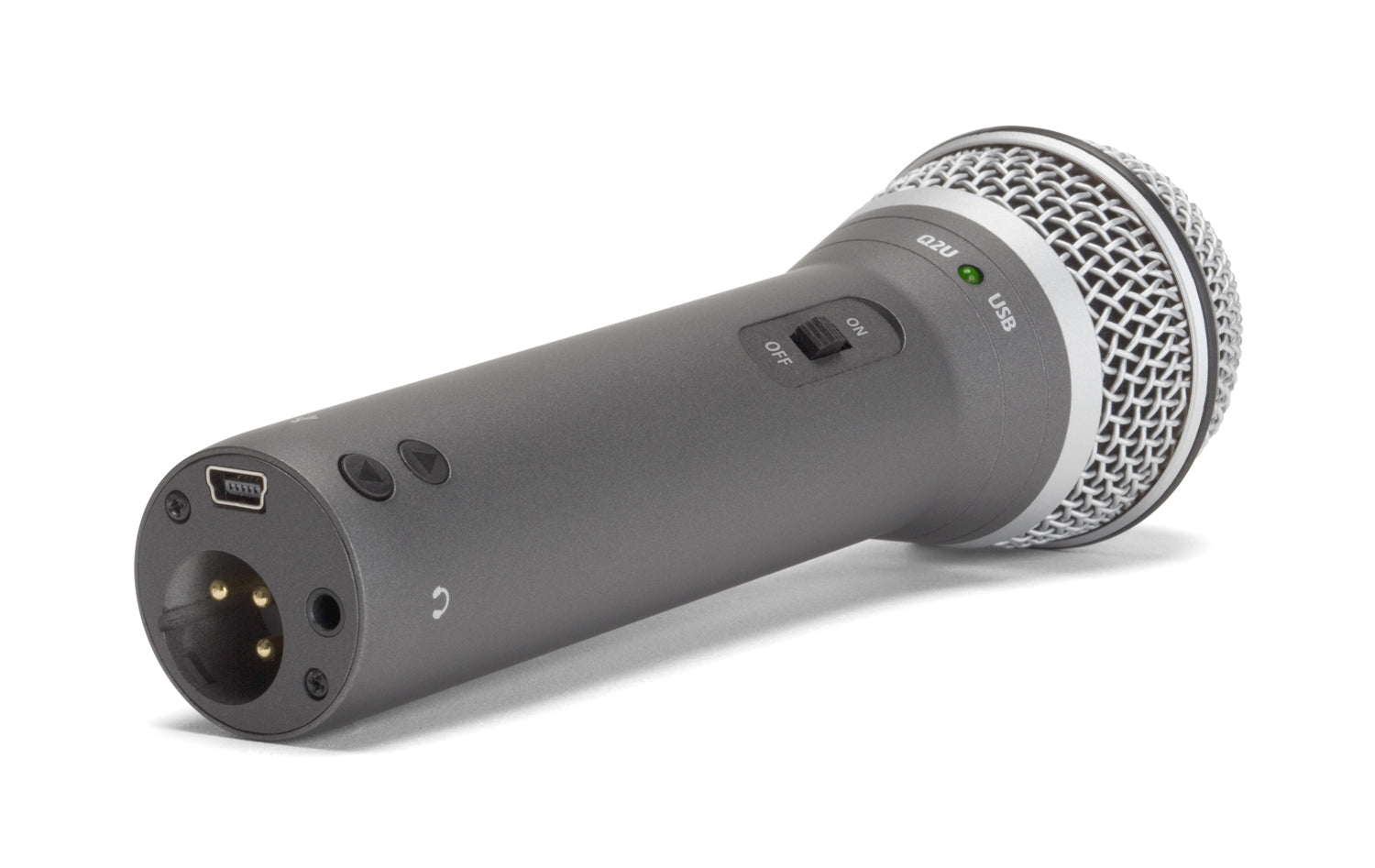 Samson Q2U Tischmikrofon – USB, 3,5 mm Klinke, kabelgebunden, Niere, 16 Bit/48 kHz, Silber