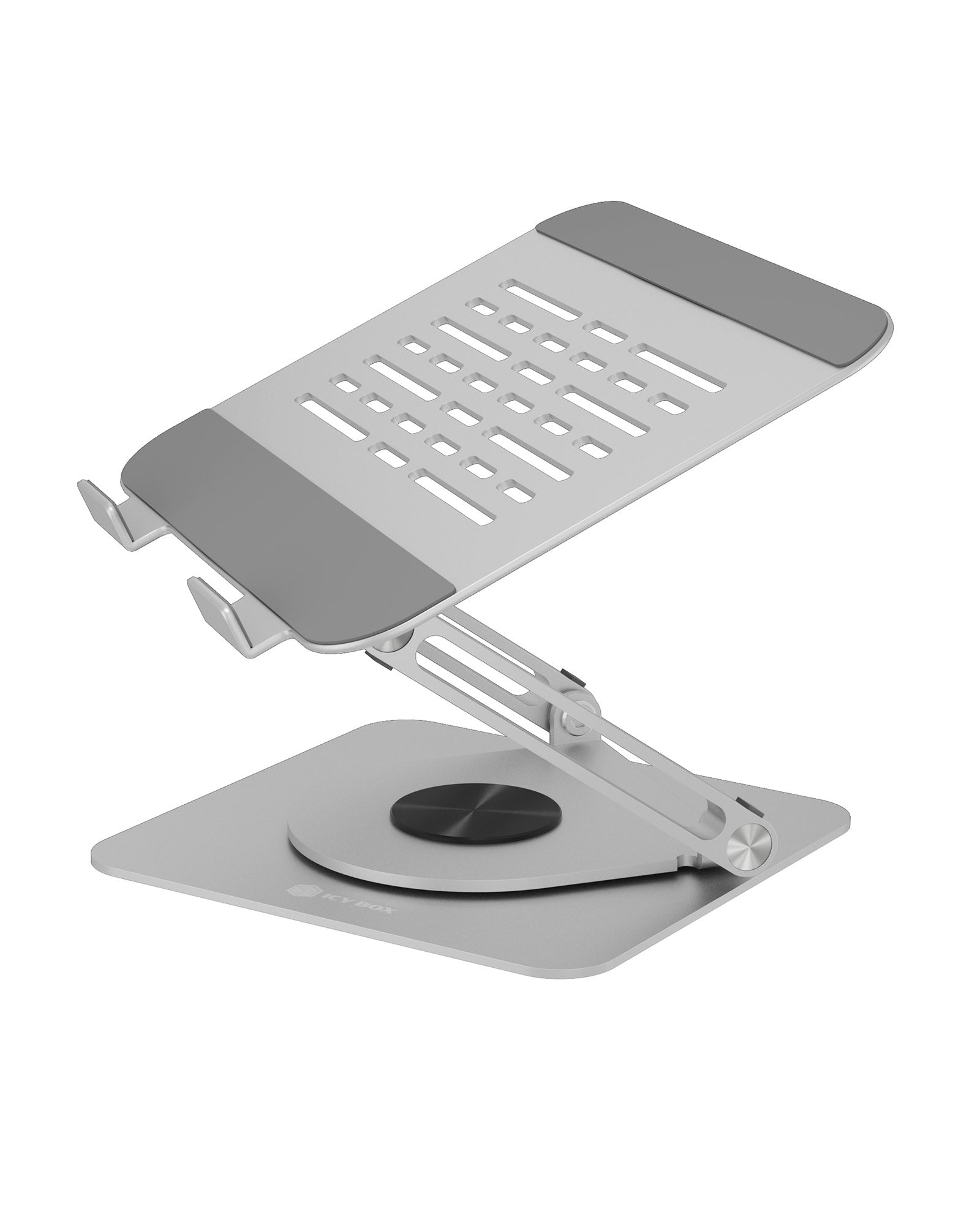 ICY BOX Laptop-Ständer – bis 17", 360° drehbar, höhenverstellbar – Silber
