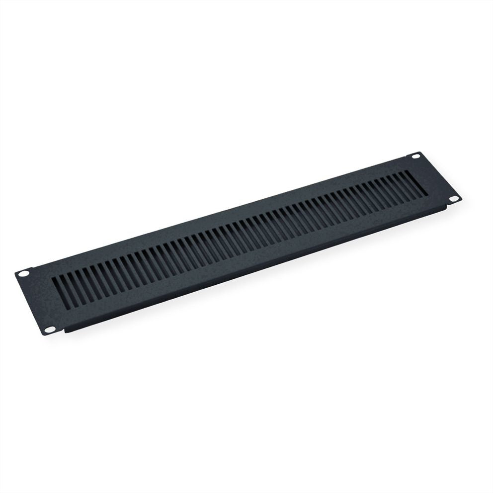 VALUE 19" Frontplatte – Blindblende – 19" Rack, 2U, Belüftungsschlitze, Schwarz