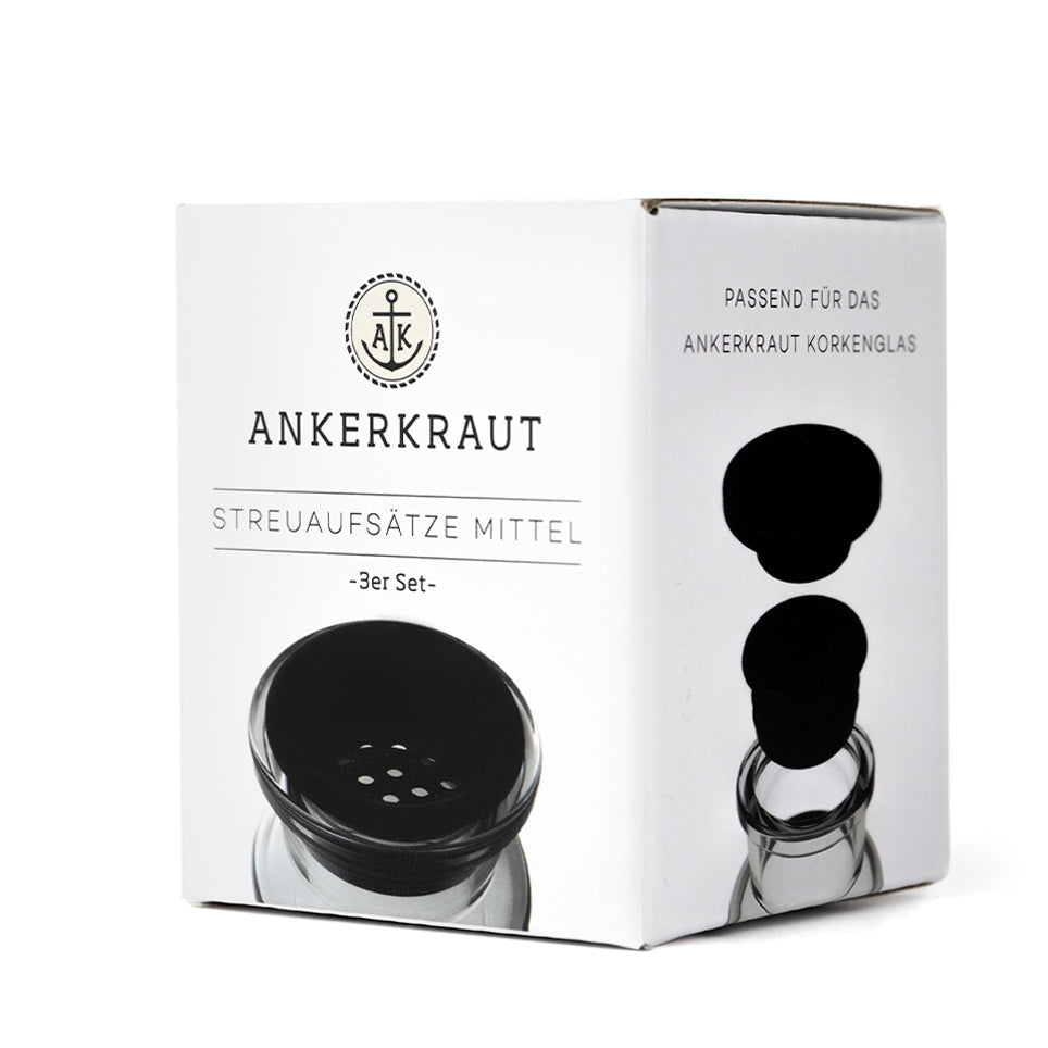 Ankerkraut Streudose, 3er-Set, Silikon/Kunststoff, schwarz, für Gewürze